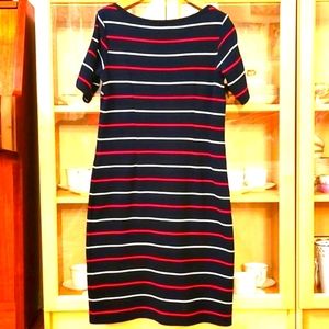 Talbots Navy Stripe Soft Cotton Dress. Women Size Small.